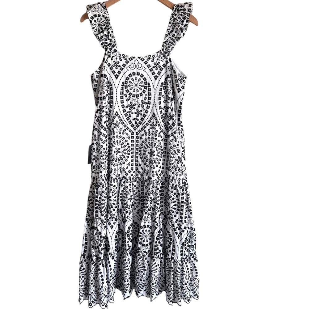BTFL-LIFE Embroidered Eyelet 100% Cotton Aline Midi Dress Size Medium NWT - Picture 6 of 8